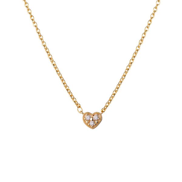 

gold color vermeil lover gift delicate chain minimal heart cz latest single stone design cute silver 925 heart necklace