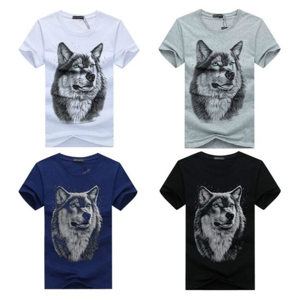 

2020 streetwear style mens t-shirt printed shorts sleeve t-shirts mens plus size casual crew neck 3d print wolf head tees mens clothing, White;black