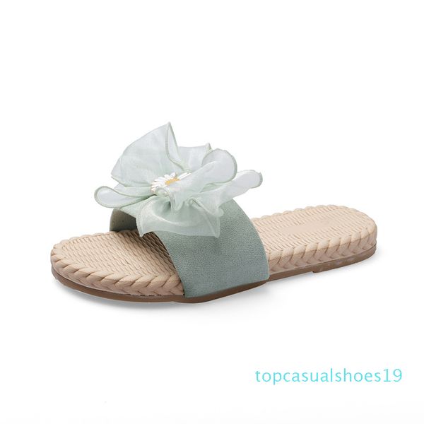 

2020 summer new luxury designer bow small daisy cool flat slippers female wild outdoor leisure fairy fashion word sandals t19, Black