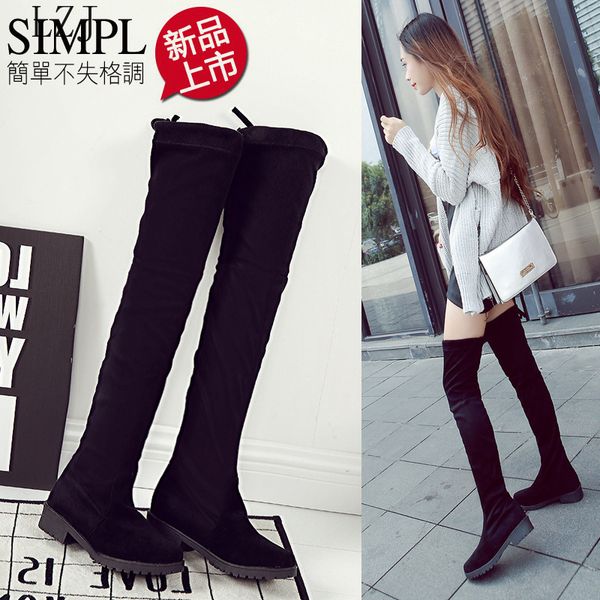 

lzj new thigh high boots female winter boots women over the knee boots flat stretch fashion shoes 2019 black botas mujer