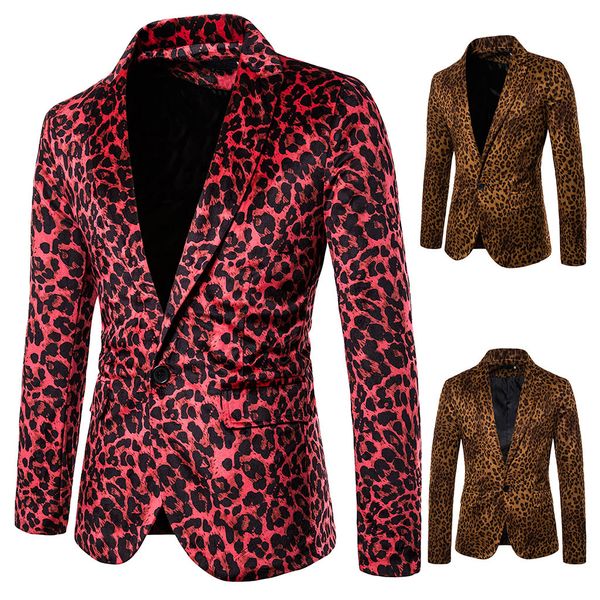 

men's fashion leopard printed blazer suits autumn fashion jackets coats new slim long sleeve blazers suits business male outwear, White;black