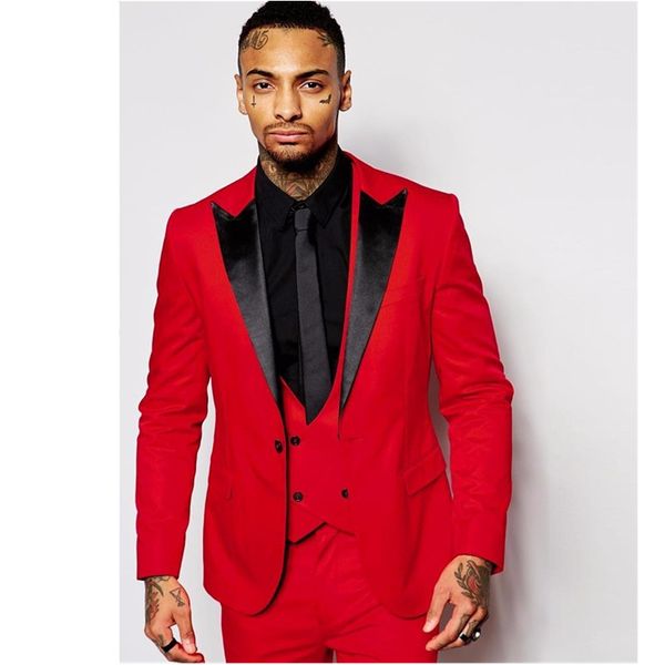 

нового groomsmen черного отворот groom tuxedos whitered мужские костюмы свадебного шафер blazer (куртка + брюки + жилет, White;black