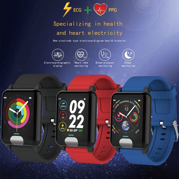 

waterproof e04 smart watches ecg ppg blood pressure measurement fitness tracker gps smartwatch bracelet, Slivery;brown