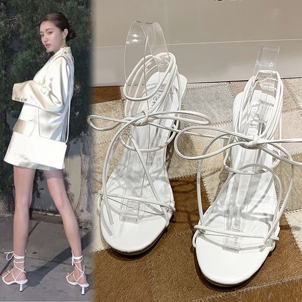 

sandals stiletto heels 2020 women's ladies shoes summer cross suit female beige all-match cross-shoes sale woman fashion clear, Black