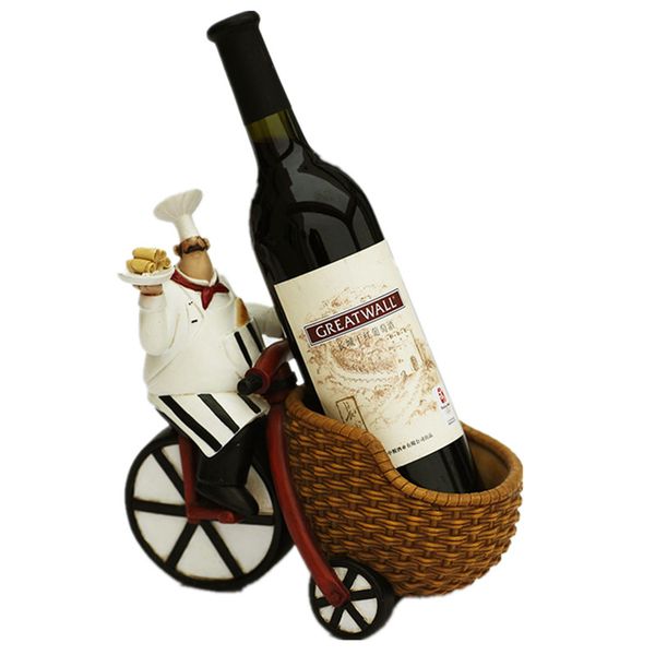 

creative resin chef wine rack craft figurine wine stand cook bottle holder home ornament shelf racks for restaurant