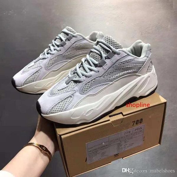 

новые выпущенные 700 v2 статические кроссовки kanye west fashion designer glow in the dark basf athletic спортивная обувь размер 36-45