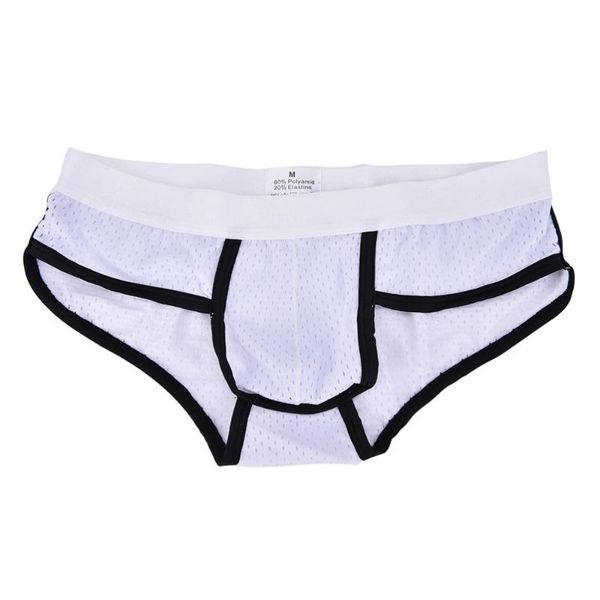 

3 colors men's acrylic -xl low waist u convex bulge pouch briefs mesh brief underwear underpants, Black;white