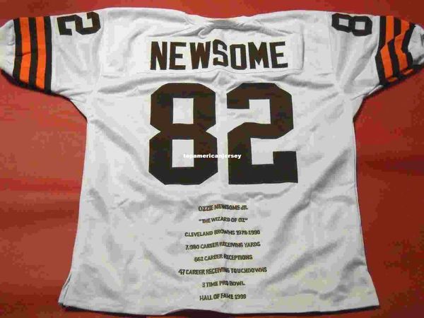 

retro #82 ozzie newsome custom stat mitchell & ness jersey last one white mens stitching s-5xl,6xl football jerseys running, Black;blue