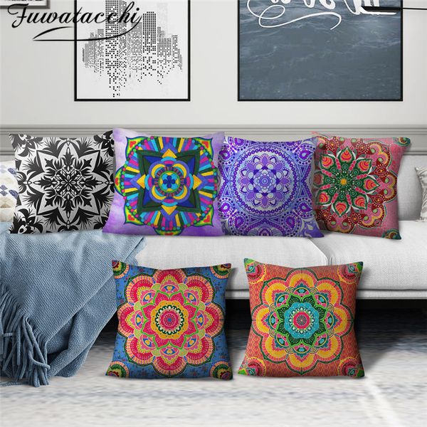 

fuwatacchi mandala bohemian pillowcases geometric pattern cushion cover linen decorative pillows for couch square pillow covers