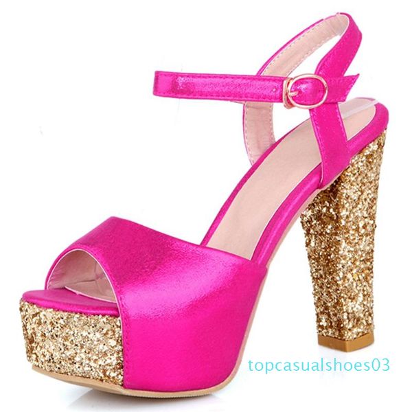 

ribetrini classic summer shining glitters shoes women party platform sandals 2020 high heels sweet sandals t03, Black