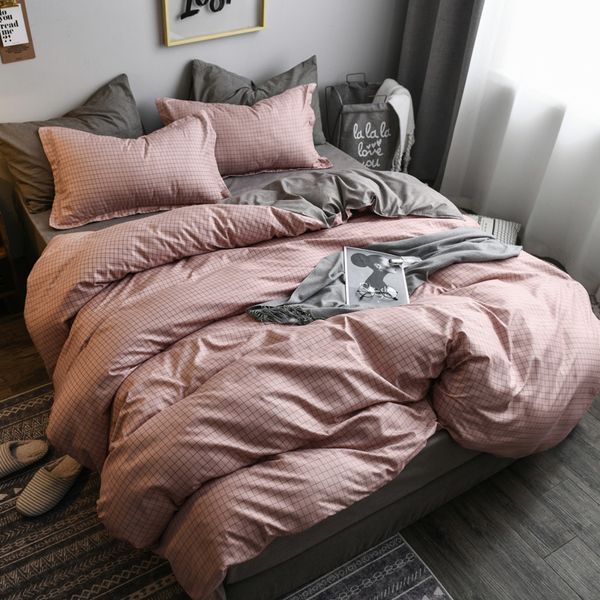 

comforter bedding sets luxury stars plaid 3/4pcs family set sheet duvet cover pillowcase room flat sheet , double sided bed sets