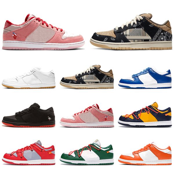 

sb 2020 dunk low travis scotts casual shoes platform designer men women sneakers white orange green skateboard sports chaussures size 36-45
