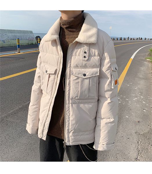 

зима мужская дизайнер хлопка куртка повседневная ягненка меховой воротник мода толстые теплые большой карман лоскутное пиджаки, Black;brown