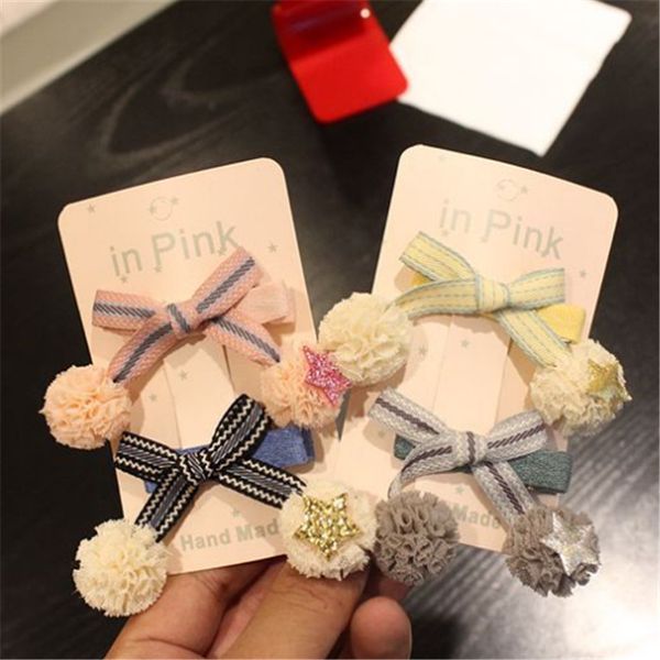 

8set/lot popular fashion cute glitter star hair bow hairpins solid gauze bowknot hair clips princess headwear accessories, Slivery;white