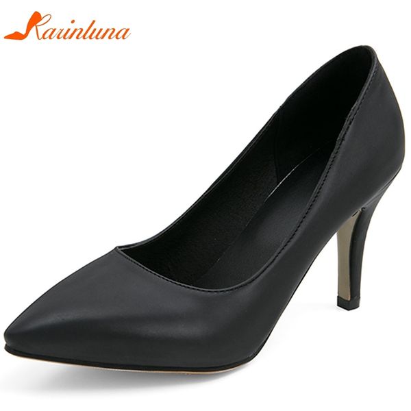 

karinluna new wholesale thin high heels plus size 50 party office lady women shoes woman pumps female, Black