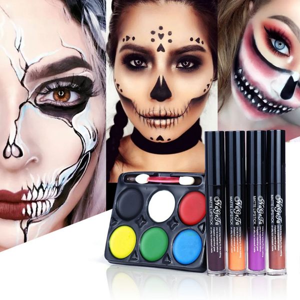 

halloween makeup set facial makeup paint matte lip gloss long-lasting waterproof face body painting cream