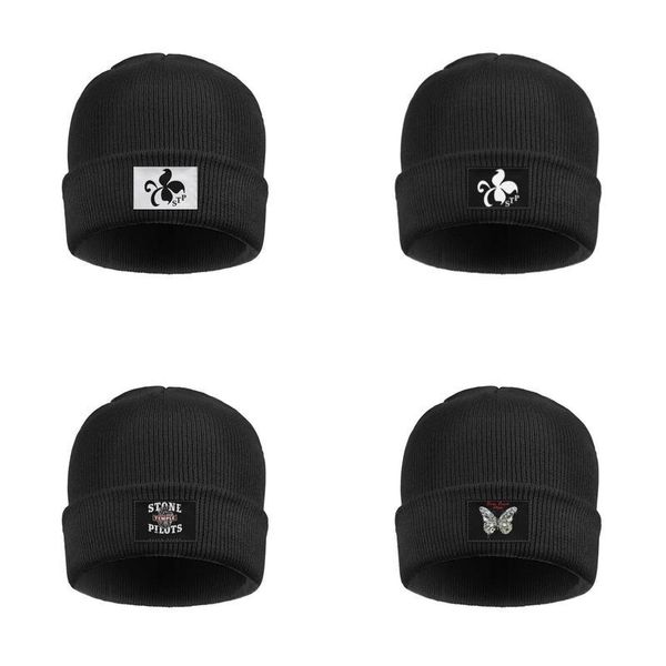 

мода stone temple pilots бабочка эластичный мягкий beanie череп шапки унисекс храмовые пилотами черное сердце логотип группы рок логотипы ма, Blue;gray