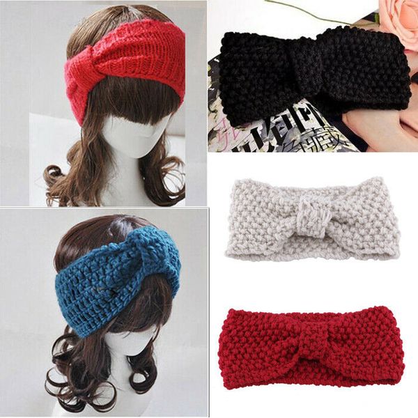 

new women weave cross knitted headbands head warp headwear decor, Slivery;white