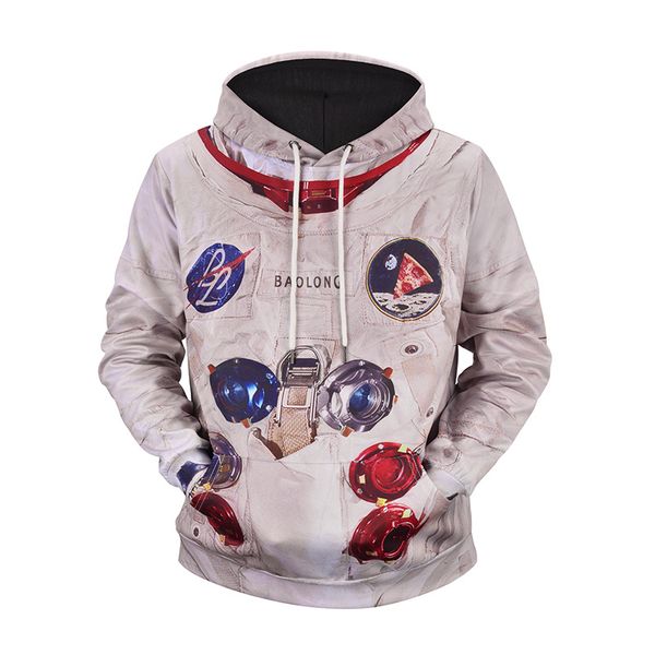 

thin hoodies men long sleeve hoodie satellite astronauts 3d print sweatshirt mens casual brand clothing hoody jacket size 3xl, Black