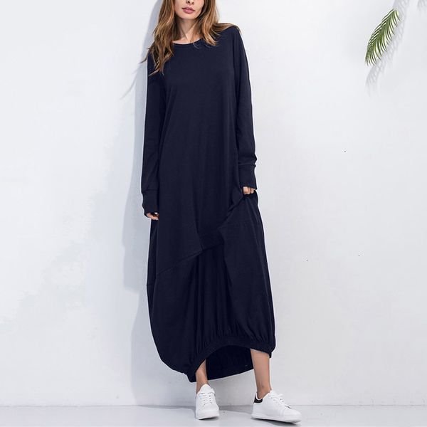 

ladies dresses plus size women clothing women dresses autumn hem kaftan dress plus size o neck loose solid casual shirt dress vestidos, Black;gray