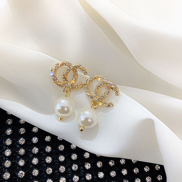 

korean dongdaemun fasahion jewelry simple pearl earrings for woman shiny rhinestone earrings elegant earring, Silver