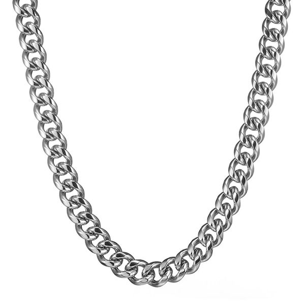 

granny chic fashion silver 316l stainless steel 15mm heavy silver curb mens cuban chain necklace jewelry 7"-40
