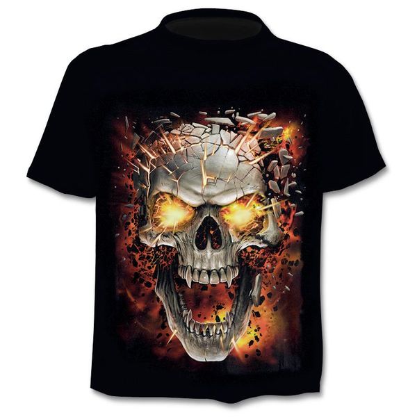 

new fake 2020 jacket sleeve trendy skull 3d summer print t-shirt short t-shirt men/female short sleeve lrphw, Black