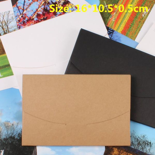 

50pcs/lot-16*10.5*0.5cm blank black white kraft paper envelope postcards greeting card cover p packaging boxes
