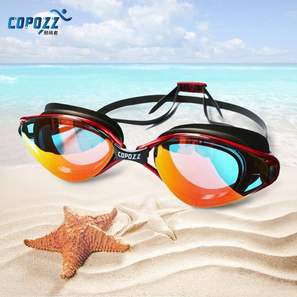 

copozz мода водонепроницаемый анти-туман маленькая коробка небольшое пламя плавательные очки покрытая версия силикагеля очки