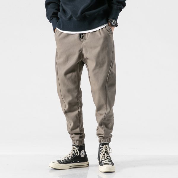 

осень и зима новый японский ретро мода streetwear брюки сыпучие руно карандаш брюки хлопок повседневные брюки шаровары young, Black