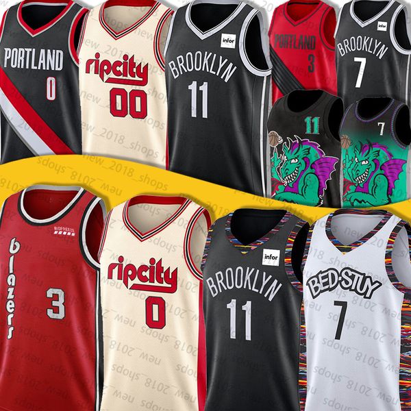 

brooklyn nets jersey kevin 7 durant jersey damian kyrie 0 lillard # irving jersey 11 carmelo 00 anthony 3 mccollum jersey blazer, Black;red