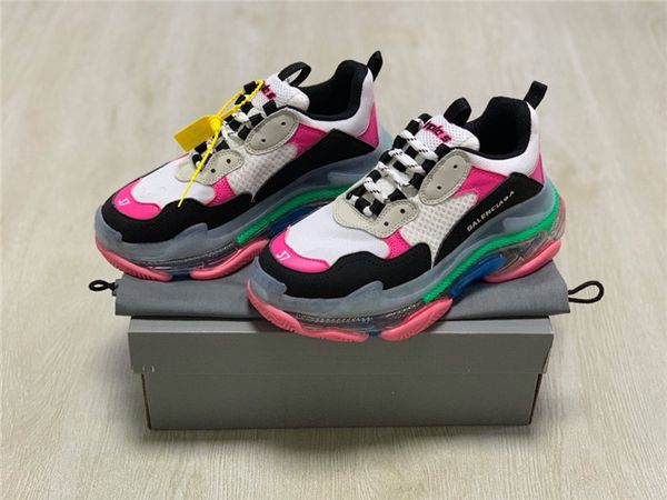 

paris house rainbow transparent air cushion daddy women's shoes women's platform sneakers, Black
