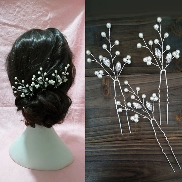 Bridal Baby Breath Pearl Crystal Hair Pins Wedding Pearl Floral