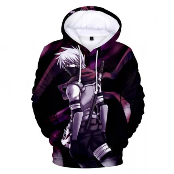 

2020 3d men/women hoodies sweatshirt kpop sasuke kakashi 3d cartoon long sleeve teenage fashion pullovers, Black