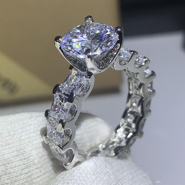 

925 sterling silver princess cut white z cz diamond couple rings promise wedding band ring for women1, Slivery;golden