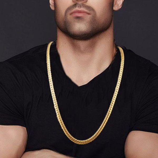 

16-30 inch men classic punk necklace gold link chains long necklace choker fashion man hip hop jewelry gifts, Silver