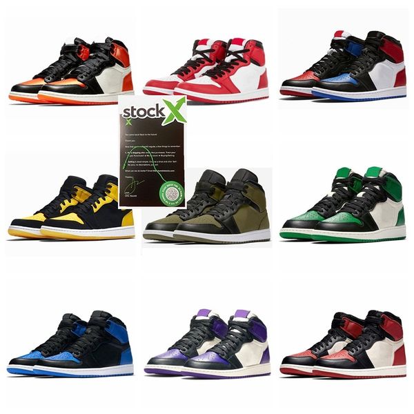 

i01 with stock x tag high j1 platinum tint cap and gown men women shoes gym red bred barons jams 1 sports sneakers designer trainers