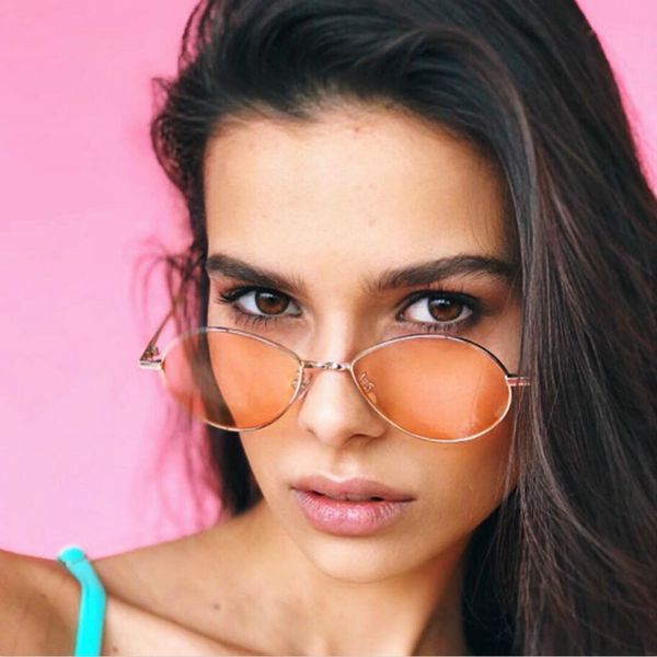 

retro small oval sunglasses for women metal frame 2019 vintage brand transparent pink sun glasses, White;black
