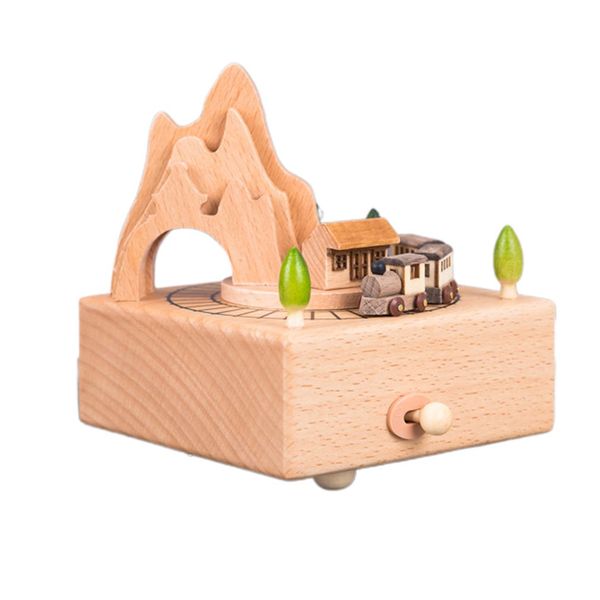 

lovely music box wooden music box home creative solid wood carousel crafts valentine's day gift ornaments