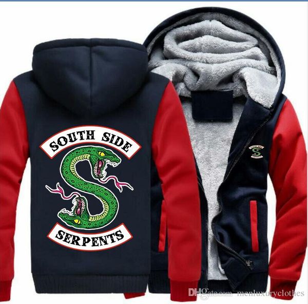 

south side serpents letters designer jacket coats rivalde thick hooded winter coat clothes, Black;brown