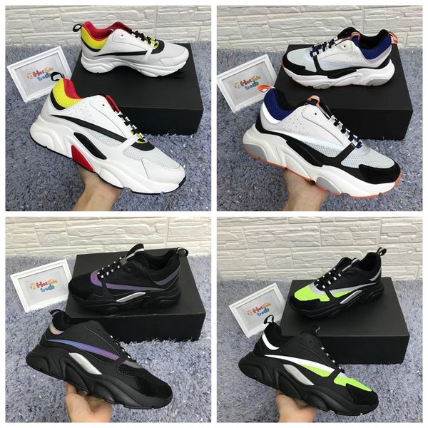 

b22 sneaker new color calfskin trainers casual shoes men women sneaker reflective retro patchwork luxury casual sneaker cotton laces, Black