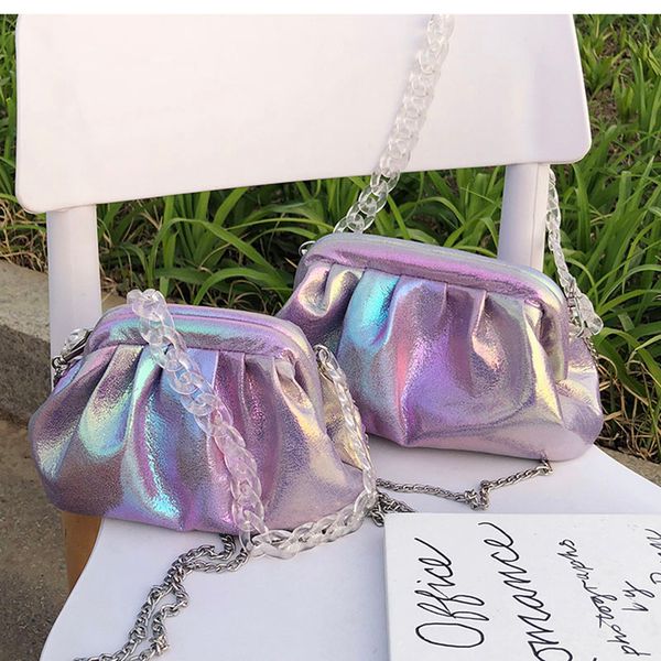 

laser cloud bags for women 2020 pleated dumpling shoulder messenger bag small cute lady ins chic handbag new day clutch bag