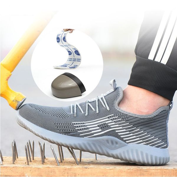 

new work shoes men sneakers breathable lightweight labor insurance shoes anti-smashing anti-piercing work safety men boots, Black