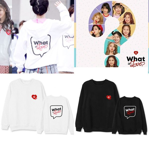 

twice what is love concert with the same paragraph students autumn spring shirt men and women round neck dropshipping, White;black