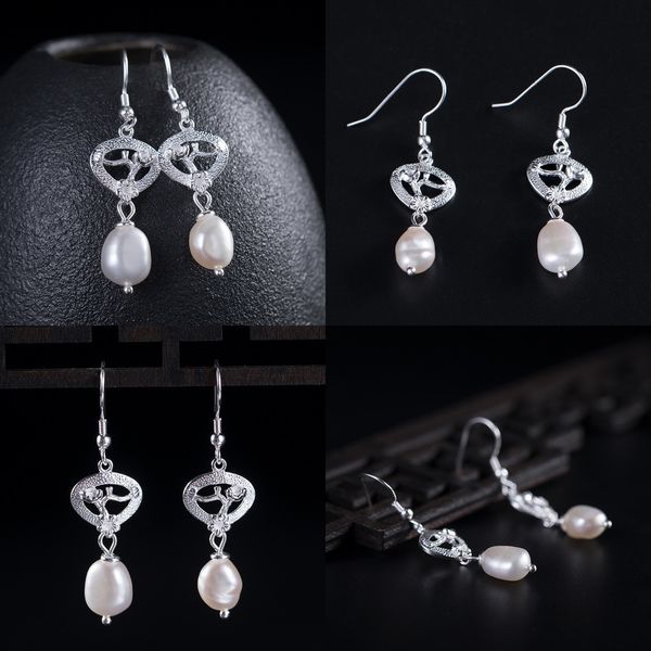 

925 гетероморфизм серебряных поклонников природных жемчужные серьги девушки национальные обычаи спрей леди лицо тонкий s tremella украсить к, Golden