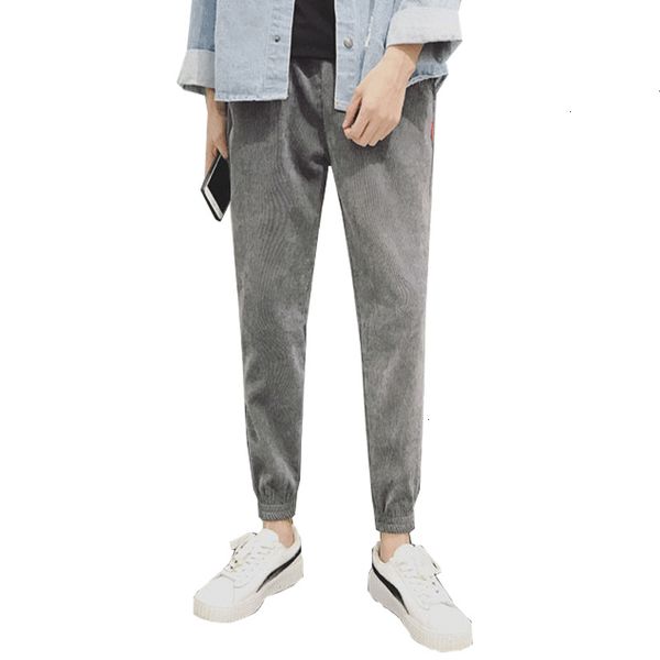 

new autumn men harem pants solid casual men trousers streetwear elastic waist corduroy pants 4xl 5xl, Black