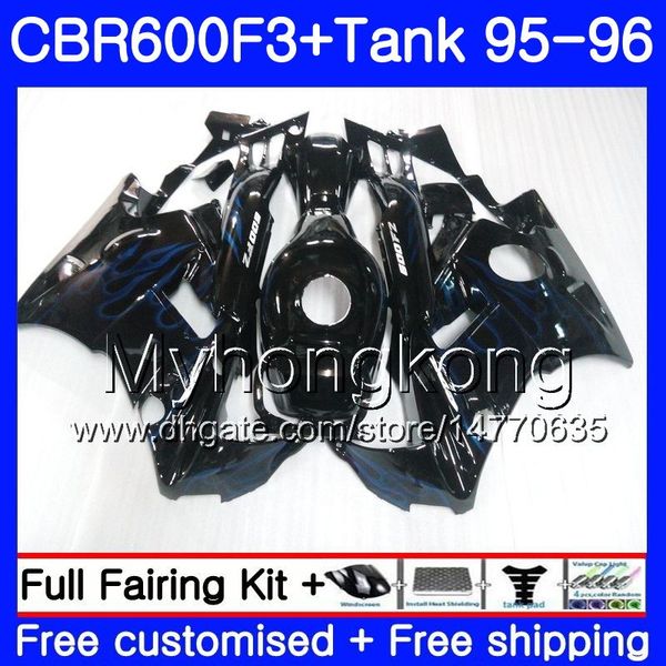 Blaue Flammen schwarzer Körper + Tank für HONDA CBR600RR CBR 600F3 CBR 600 F3 FS 95 96 289HM.7 CBR600FS CBR600 F3 95 96 CBR600F3 1995 1996 Verkleidungen