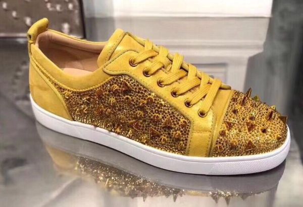 

famous design stylish ginseng low pik pik spikes red bottom junior sneakers shoes low men brand casual outdoor real leather women's spo, Black