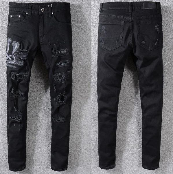 

trend brand men designer fashion classic wild man cotton trousers new boutique mens stretch jeans, Blue