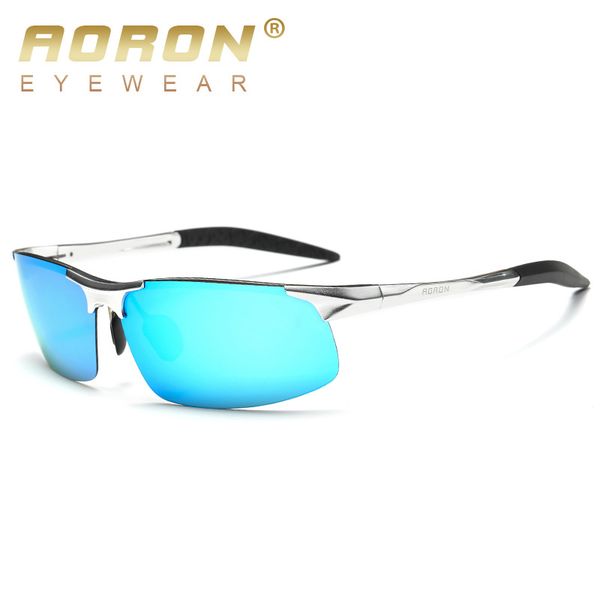 

aoron aluminium men polarized sunglasses brand original goggles male color coating mirror driving glasses oculos, White;black